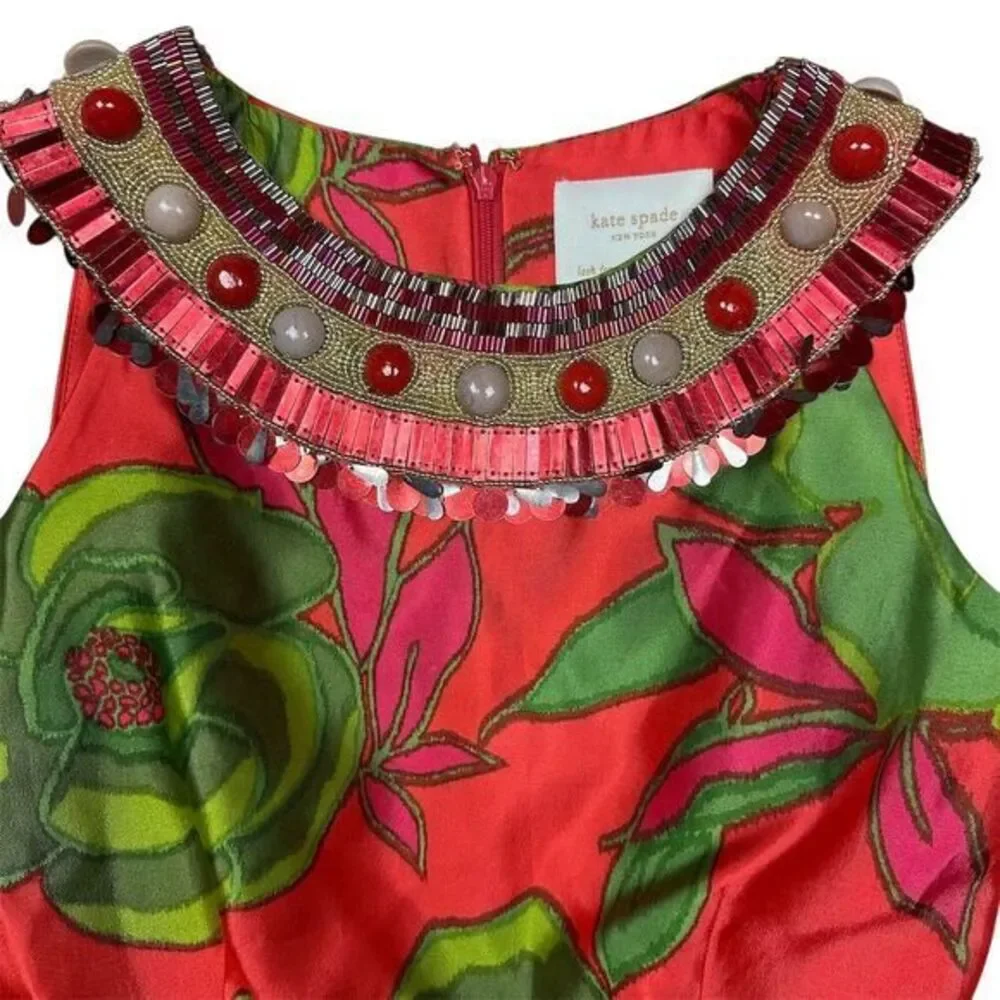 Kate Spade Women's Floral‎ Beaded Dress Size 0 Party Cocktail Cruise Resort
